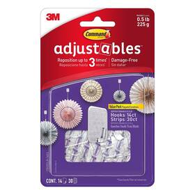 17830clr-14es Command Adjustables Repositionable Mini Fasteners 14 Hooks/pack