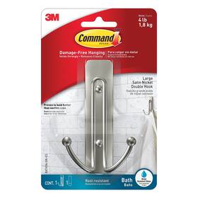 Bath36-sn-es Command Large Double Bath Hook Satin Nickel 1