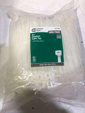 747409 Commercial Electric 8 Inch Cable Tie Natural 1000-pack