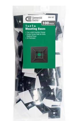 Hw-4acb Commercial Electric 1 Inch Standard Mounting Base For Cable Zip Ties 100 Pack Uv
