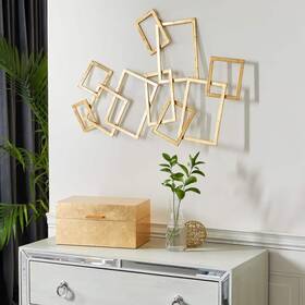 86986 Cosmoliving By Cosmopolitan 30 Inch X 22 Metal Gold Overlapping Rectangles