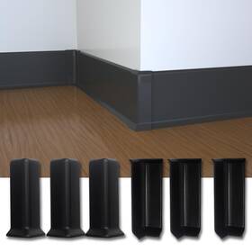 Tjx-4in-accessory-black Coukiu Self Adhesive Baseboard Corner Blocks 4inch Width Black