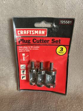 9-25581 Craftsman 9 25581 New Nos 3 Piece Plug Cutter Set - 3/8 Inch 1/2 5/8 Woodwork