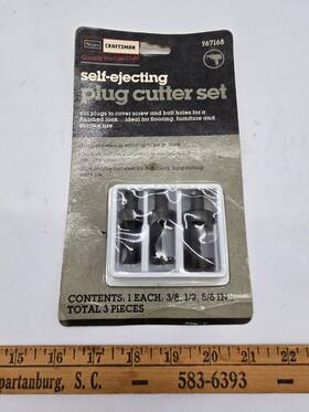 9-67168 Craftsman New 3-piece Plug Cutter Set - 3/8 Inch 1/2 5/8 Made In Usa