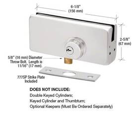 Amr215a Crl Aluminum Finish Amr Series Patch Lock Body Only
