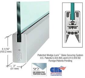 Dr4sbs38s Crl Brushed Stainless 4 Inch Square Door Rail Without Lock For 3/8 Glass - 35-3/4