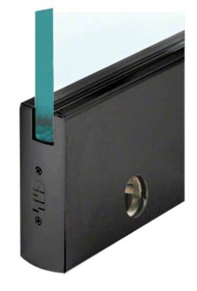 Dr6sbl12sl Crl Black Powder Coat 6 Inch Square Door Rail With Lock For 1/2 Glass - 35-3/4 Le