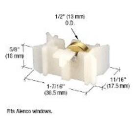 G3166 Crl 1/2 Inch Flat Edge Steel Window Roller Assembly - Alenco Windows Package