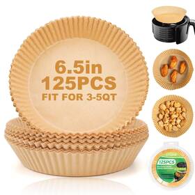 C125-r6.3in Ctizne Disposable Air Fryer Paper Liners 125pcs 6.5in Parchment Baking Liner