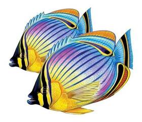 Porc-rf24d-9 Custom Mosaics Inc. Redfin Butterflyfish Double Porcelain Swimming Pool Mosaic 9 Inch X 8