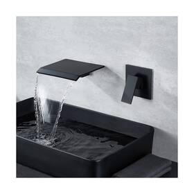 Da-tfd3-nh Dasan Wall Mount Waterfall Bathroom Faucet Matte Black In Sink S
