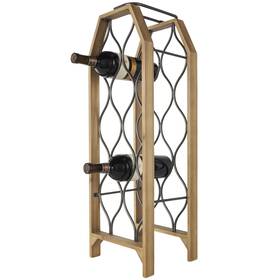085611 Deco 79 Wood Tall 8 Slot Wine Rack With Gray Metal Curved Teardrop Holders 1