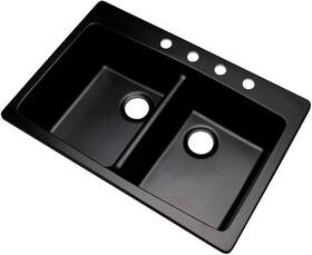 89499q Dekor Sinks Westwood Composite Granite Double Bowl Kitchen Sink With Four