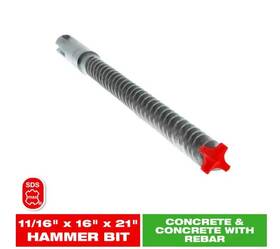 Diablo 008925161134 11/16 Inch X 16 21 Rebar Demon 4-cutter Full Carbide Head Hammer Drill Bit