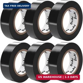 Et1800 Doay #et1800 6 Pack Black Electrical Tape - Waterproof Pvc 0.75 Inch Wide Weather Resi