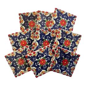 Dr. T 600185530141 Cancun Rojo Talavera 9 Pieces 4x4 Inch
