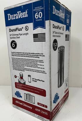6dp-24ss Duravent Duraplus All-fuel Chimney 6 Inch X 24 Pipe Stainless Steel