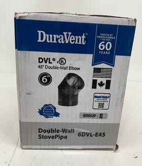 6dvl-e45 Duravent Dvl Double Wall Stove Pipe 6 Inch Diameter 45 Elbow