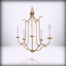 H19a03780 Durent Lighting - Antique Gold French Country Chandelier For Dining Livi 5-light