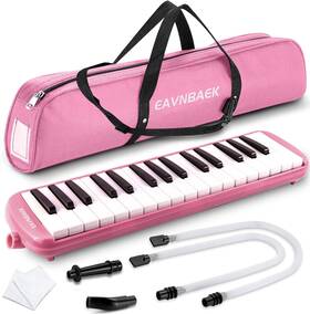 Eavnbaek 750219455183 32 Keys Melodica Instrument Soprano Air Piano Pink
