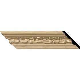 Mld02x02x03meal Ekena Millwork 849014023090 Medway Carved Wood Crown Moulding 2 1/4 Inch H X 3/8 P 3