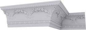Sample-mld06x08x10fl Ekena Millwork Floral Swag Crown Moulding Samples White