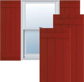 Tfp101bbf21x039br Ekena Millwork Pvc Exterior Board-and-batten Shutters Pair 21.5 X 39 In Fire Red