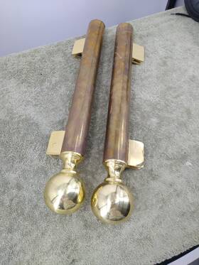 Pp05epb Elegant Two Polished Brass 16 Inch High 2 Round Series Counter/partition Restaurant