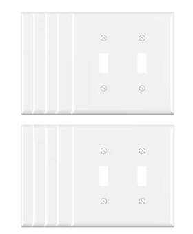 3012m-wh10 Elegrp 2 Gang Midsize Toggle Wall Plate White 10-pack