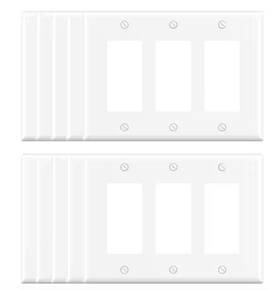 3033m-wh10 Elegrp 3 Gang Midsize Decorator/rocker Wall Plate White 10-pack -nob