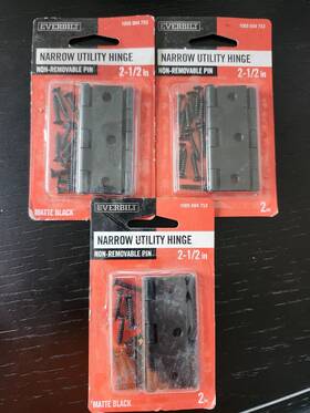 1005 Everbilt 030699289271 6 2-1/2 In Matte Black Non-removable Pin Narrow Utility Hinge 3-pack