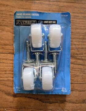 489055 Everbuilt 4 - 1 5/8 Inch Swivel Bearing Castors 50 Lb. Capacity White New