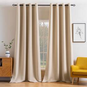 Fastfurninshing 730789281597 52 X 102 Inch Solid Beige Cream Thermal Blackout Curtain Panels - Set Of 2