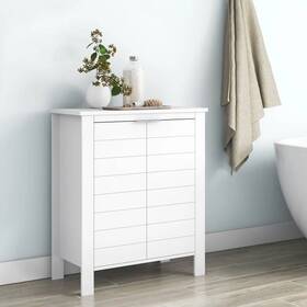 Fastfurninshing 794000157856 Bathroom Linen Cabinet With Storage Shelf In White Wood Finish
