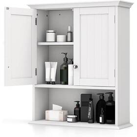 Fastfurninshing 794000157931 Wall Mounted Bathroom Medicine Cabinet With Open Storage Shelf In White