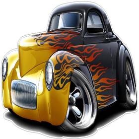B06y3rjsxt Fatcat Wall Graphics 1941 Willys Flames Car Decal 2ft Long Sport Classic