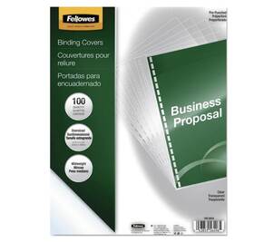 Crc-52934 Fellowes Crystals Clear Pre-punched Oversized Binding Covers 100 Pack