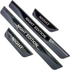 Feoyds B0c57dtplw Stainless Door Sill Protector Kick Plate Entry Guard Kit For Hyundai