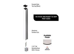 Pp6406524 Fhc 1-5/16 Inch Square 24 Partition Post With Top Cap And Mounting Base - Satin