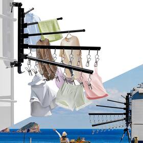 Ds-qwe-q5 Fistihon Upgrade Rv Clothes Drying Rack Five 15.3 Inch Long Arms With 18 Clips Aluminu