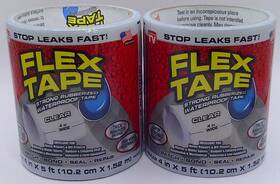 Flex Tape 852808007947 Pack Of 2 Clear Thick Flexible Rubberized Waterproof 4 Inch X5ft