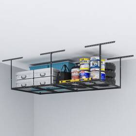 Gr48-b Fleximounts Gr48 Overhead Garage Storage Rack 4ftx8ft Black