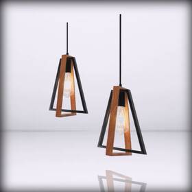 Fp2107-2 Flyrose Small - Black Pendant Lights 2 Pack Rustic Farmhouse P Metal Wood Grain