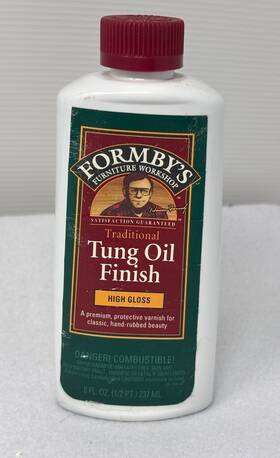 Formbys 032053300660 Formby S Furniture Workshop High Gloss Tung Oil Finish 8 Ounce Bottle 95% Full