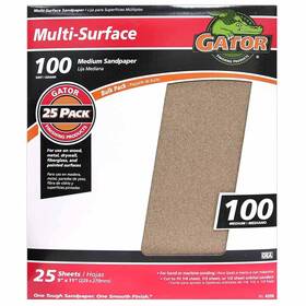 214338 Gator 9 Inch X 11 Multi-surface Sanding Sheets 100 Grit 25 Pack