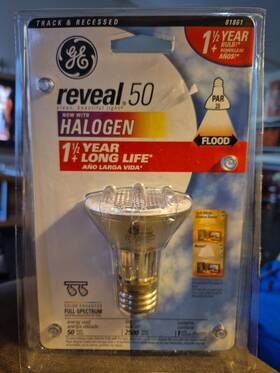 81861 Ge Reveal 50 Watt Halogen Flood Light Bulb Full Spectrum Par 20 Track