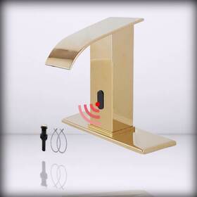 Auto-p-3005-gold Ggstudy Automatic - Sensor Polished Gold Touchless Bathroom Sink Faucet Wi Short