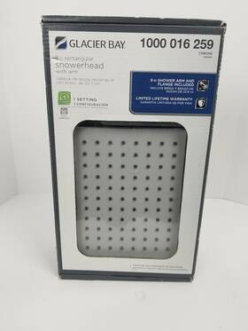 Glacier Bay 060739021530 8 Inch Rectangular Raincan Showerhead 1000 016 259