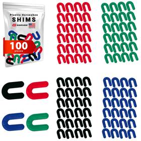 Glazelock Hsmp100 Plastic Horseshoe Shims For Leveling 100 Piece Multipack White