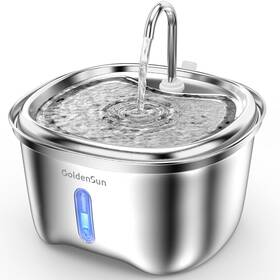 Goldensun 717019399260 Cat Water Fountain Stainless Steel 120 Oz/3.5 L Pet Silver